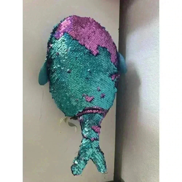 Shimmeez Narwal Plush Blue Purple Flip Sequined Shimmer Stuffed Animal Whale Toy - Picture 5 of 6